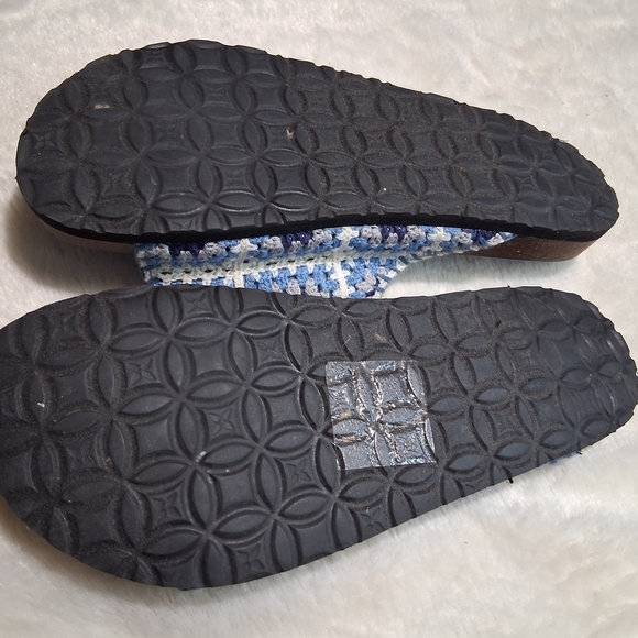 Muk Luks Blue and Cream Crochet Slippers - Picture 6 of 6